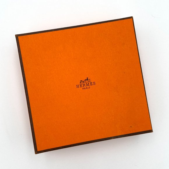 Authentic Hermes Gift Box with Ribbon, Cards, Dustbag—7.5 square x 2.25" - Picture 2 of 10